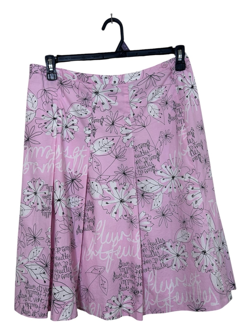Rafaella Botanical Script Pleated A-Line Skirt